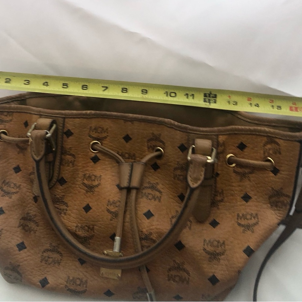 MCM Tan Leather Drawstring Bag with some Leather Wear - Picture 13 of 14